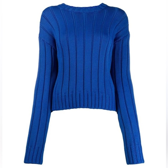 10 Crosby Derek Lam Blue Ribbed Sweater | Large - Picture 1 of 5